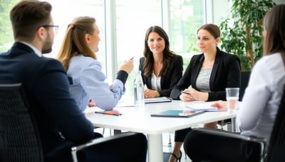 Business professionals collaborating during a consulting session Business professionals collaborating during a consulting session