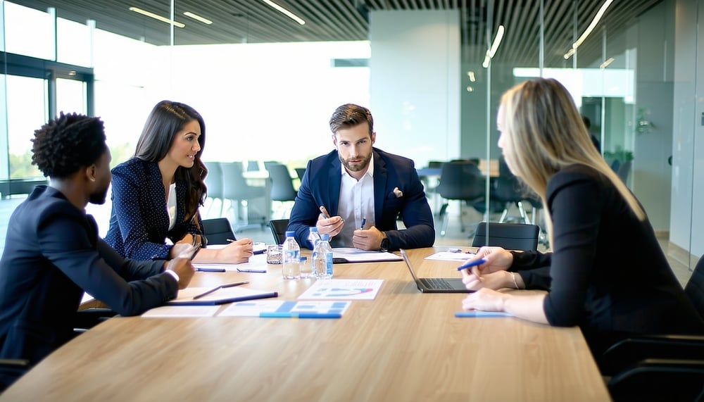 Business professionals collaborating during a strategy session